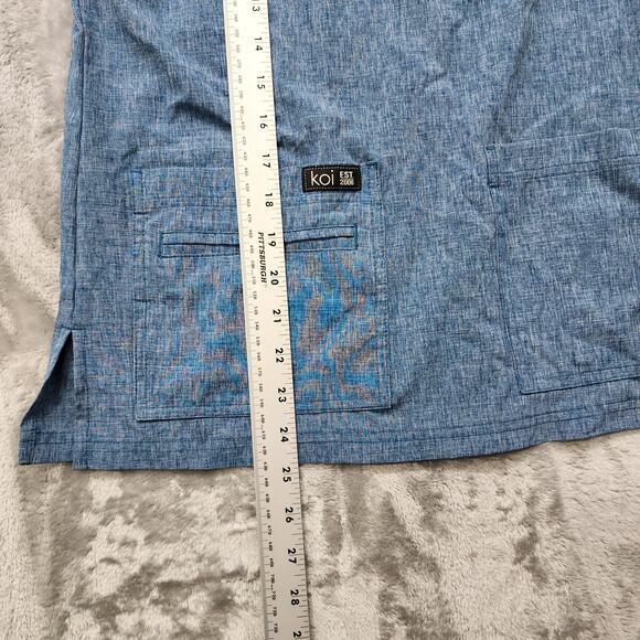 Koi Basics Top Womens XS Heathered Blue Becca V-Neck Cell Phone Pocket Scrubs - Picture 9 of 10